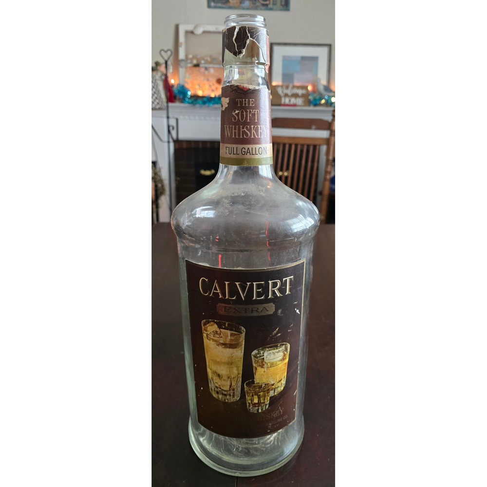 Calvert‎ Extra Soft Whiskey Full Gallon Empty Glass Bottle Vintage